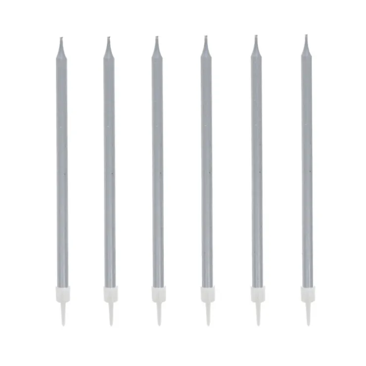 12 bougies argentées hautes 13 cm-Cerf Dellier Best