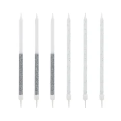 12 bougies bicolores argentées hautes 13 cm-Cerf Dellier Clearance
