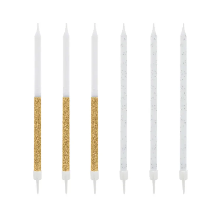 12 bougies bicolores dorées hautes 13 cm-Cerf Dellier New