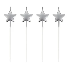 4 bougies étoiles à piquer argentées-Cerf Dellier Discount