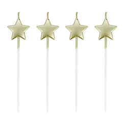 4 bougies étoiles à piquer dorées-Cerf Dellier Online