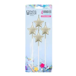 4 bougies étoiles à piquer dorées-Cerf Dellier Online