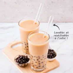 4 pailles en verre bubble tea et goupillon 20 cm - Ø 15 mm-Cerf Dellier New