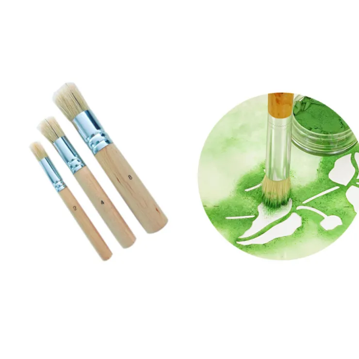 3 pinceaux de décoration manche en bois-Cerf Dellier Outlet