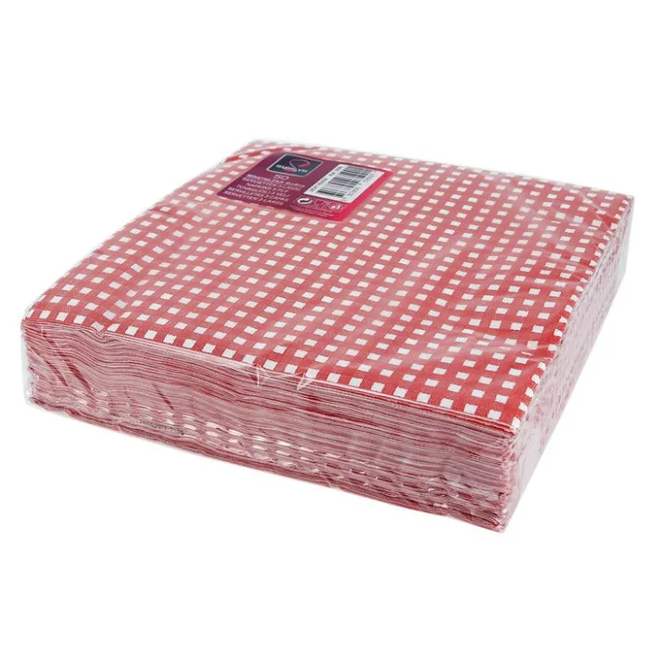 50 Serviettes de table vichy rouge-Cerf Dellier Hot