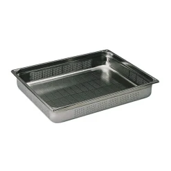 Bac gastronorme perforé inox - sans anse - GN 2/1 profondeur 10 cm-Cerf Dellier Best
