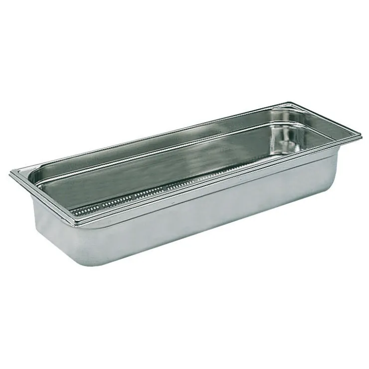 Bac gastronorme perforé inox - sans anse - GN 2/4 profondeur 10 cm-Cerf Dellier Sale