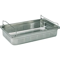 Bac gastronorme perforé inox - avec anses panier - GN 1/1 profondeur 20 cm-Cerf Dellier