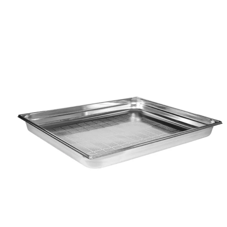 Bac gastronorme perforé inox - sans anse - GN 2/1 profondeur 6,5 cm-Cerf Dellier Outlet