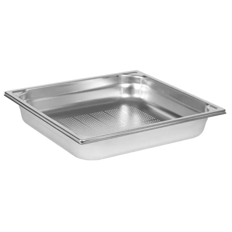 Bac gastronorme perforé inox - sans anse - GN 2/3 profondeur 6,5 cm-Cerf Dellier