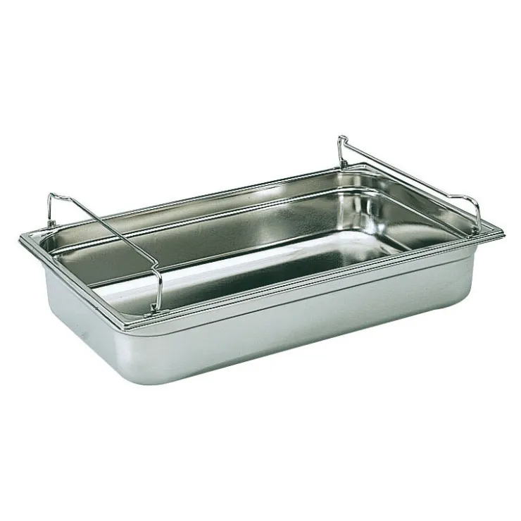 Bac gastronorme plein inox - avec anses panier - GN 1/1 profondeur 10 cm-Cerf Dellier Hot