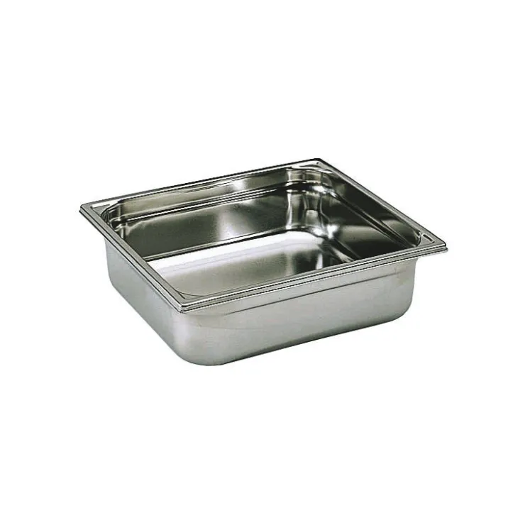 Bac gastronorme plein inox - sans anse - GN 2/3 profondeur 4 cm-Cerf Dellier New