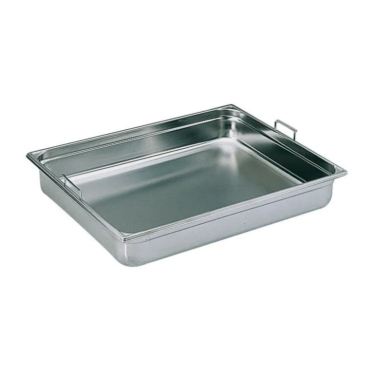 Bac gastronorme plein inox - avec anses escamotables - GN 2/1 profondeur 10 cm-Cerf Dellier Outlet