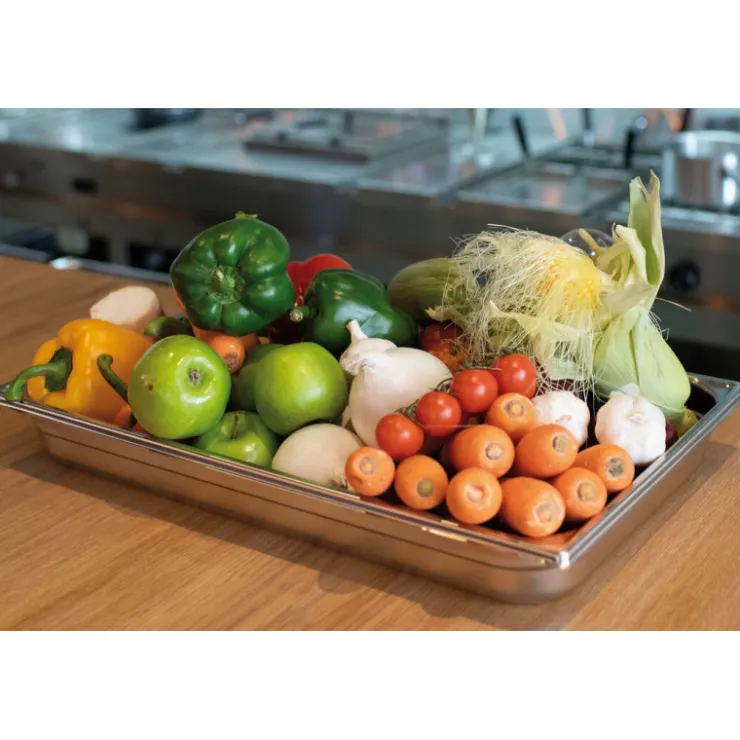 Bac gastronorme plein inox - sans anse - GN 1/1 profondeur 6,5 cm-Cerf Dellier New