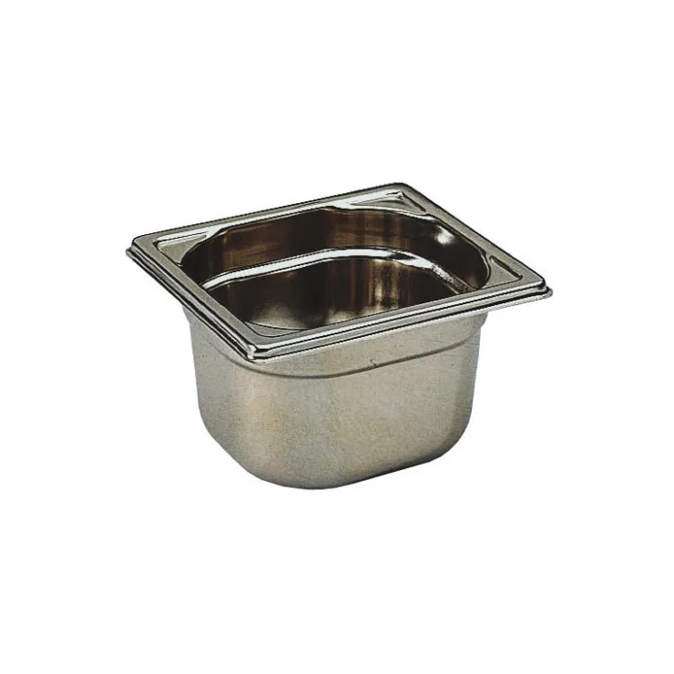 Bac gastronorme plein inox - sans anse - GN 1/6 profondeur 6,5 cm-Cerf Dellier New