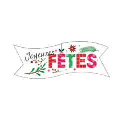 Banderoles blanches Joyeuses Fêtes azyme (x24)-Cerf Dellier Online