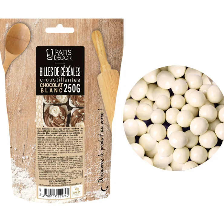 Billes céréales croustillantes Chocolat blanc 250 g-Cerf Dellier Discount