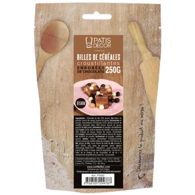 Billes de céréales croustillantes au chocolat 250 g-Cerf Dellier Discount