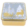 Boîte à biscuits de Noël dorée en métal-Cerf Dellier Clearance