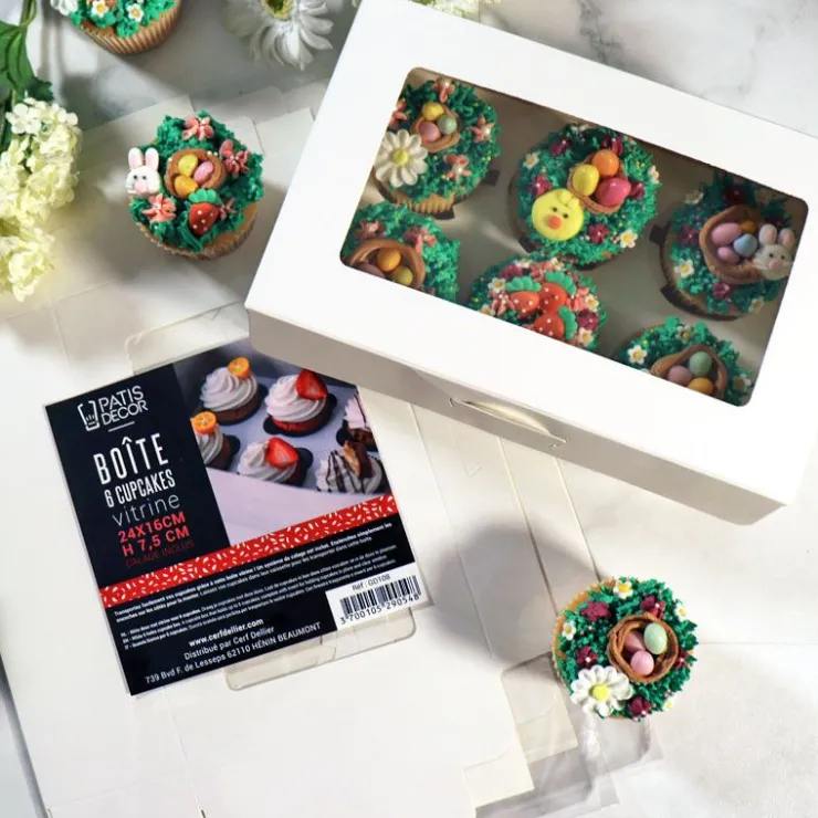 Boîte cupcakes blanche rectangulaire 32,5 x 25 x 9 cm-Cerf Dellier Outlet