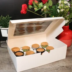 Boîte cupcakes blanche rectangulaire 32,5 x 25 x 9 cm-Cerf Dellier Outlet