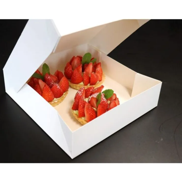 Boîte pâtissière blanche carrée 20 x 20 x 5 cm-Cerf Dellier New