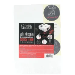 Boîte pâtissière carrée à personnaliser avec stickers 24 x 24 x 10 cm-Cerf Dellier Clearance