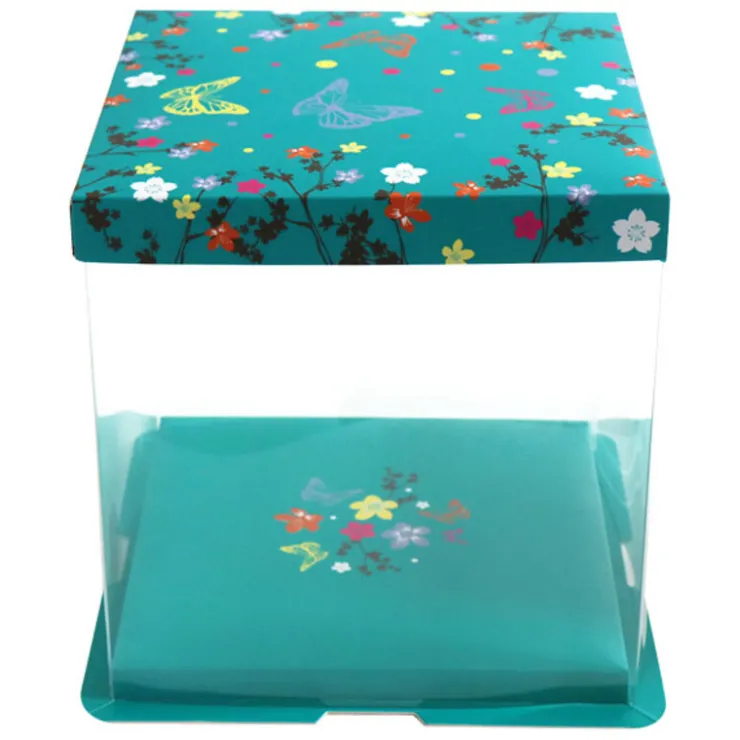 Boîte pâtissière vitrine Papillons 21 x 21 x 22 cm-Cerf Dellier Best
