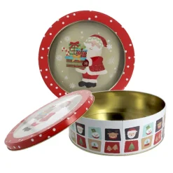Boîte ronde à biscuits de Noël bonhomme de neige en métal - Ø 22,7 cm-Cerf Dellier