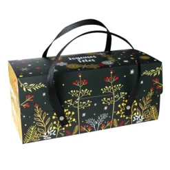 Boîtes à bûche à poignées au décor végétal 35 x 11 x 11 cm (x 12)-Cerf Dellier New