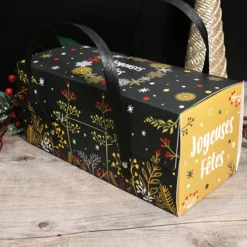 Boîtes à bûche à poignées, au décor végétal 30 x 11 x 11 cm (x 12)-Cerf Dellier