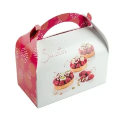 Boîtes pâtissières carrées à poignée Pauline 10 x 10 cm Hauteur 5,5 cm (x 50)-Cerf Dellier