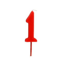 Bougie anniversaire chiffre 1 rouge-Cerf Dellier Best