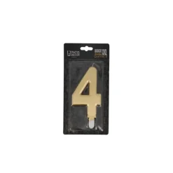 Bougie anniversaire dorée XXL chiffre 4-Cerf Dellier