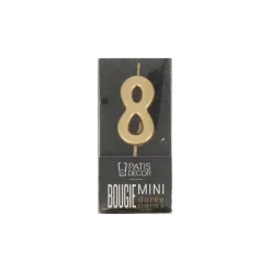Bougie anniversaire dorée chiffre 8-Cerf Dellier Hot