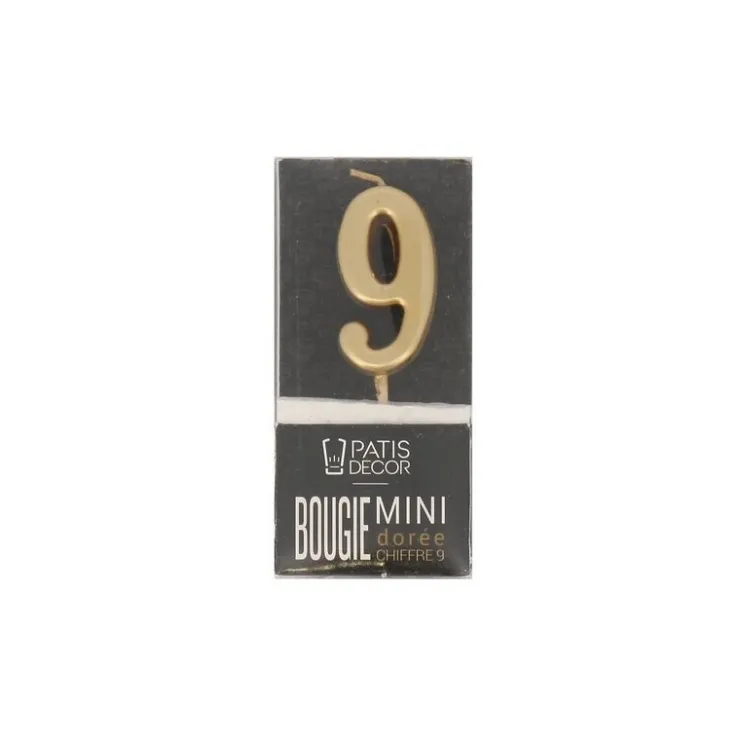 Bougie anniversaire dorée chiffre 9-Cerf Dellier Outlet