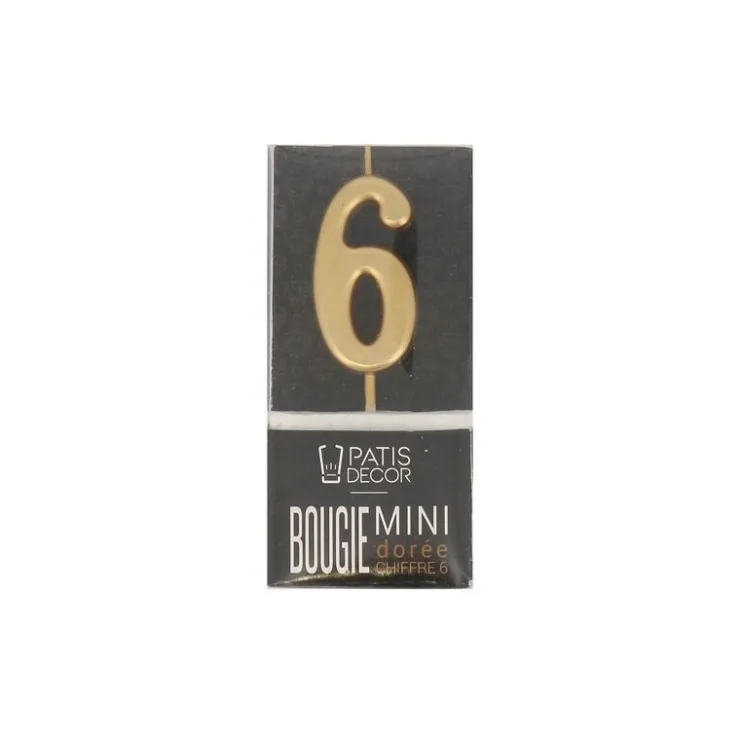 Bougie anniversaire dorée chiffre 6-Cerf Dellier Outlet