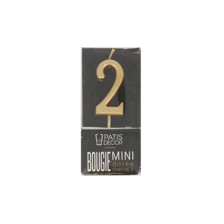 Bougie anniversaire dorée chiffre 2-Cerf Dellier Outlet