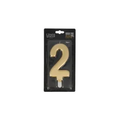Bougie anniversaire dorée XXL chiffre 2-Cerf Dellier Outlet