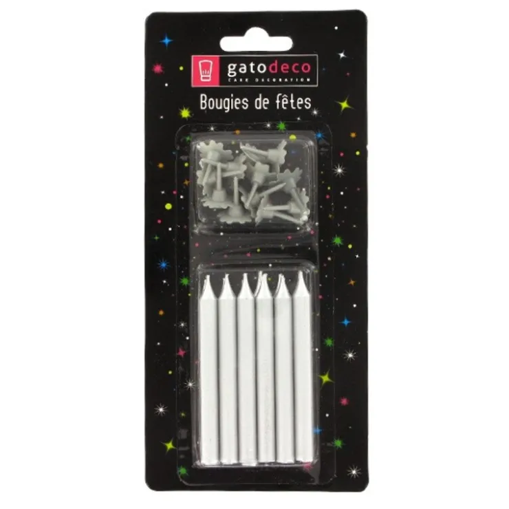 Bougie argentée (x 12)-Cerf Dellier Discount