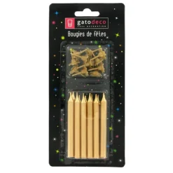 Bougie dorée (x 12)-Cerf Dellier Discount