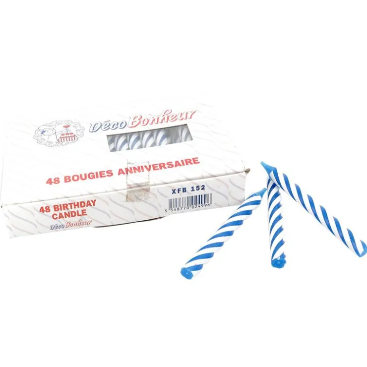 Bougie torsadée bleues (x48)-Cerf Dellier