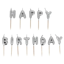 Bougies à piquer "Happy Birthday" argentées-Cerf Dellier Best