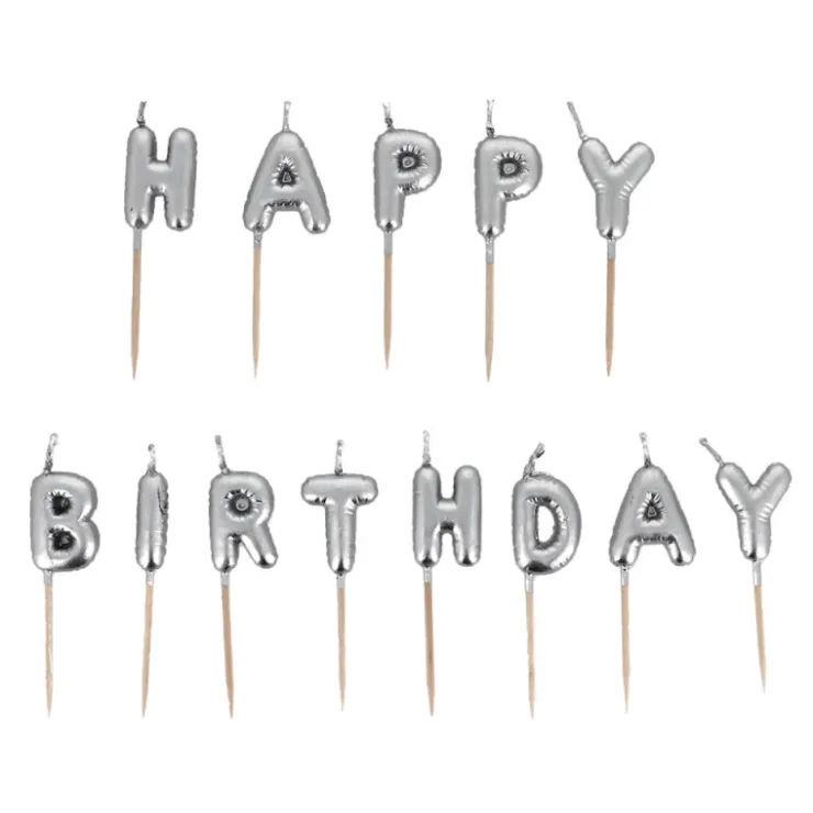 Bougies à piquer "Happy Birthday" argentées-Cerf Dellier Best