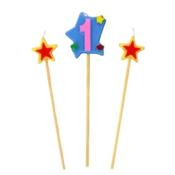 Bougies chiffre 1 et étoiles sur piques-Cerf Dellier Best