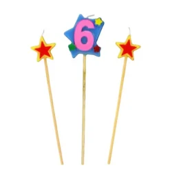 Bougies chiffre 6 et étoiles sur piques-Cerf Dellier Clearance