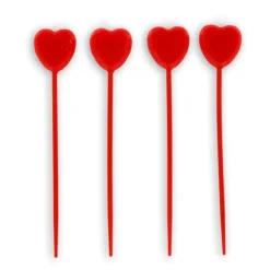 Bougies cœurs rouges sur pique haute (x 4)-Cerf Dellier