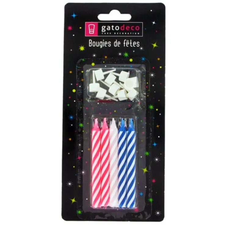 Bougies d'anniversaire 8 cm assorties (x 10)-Cerf Dellier Discount