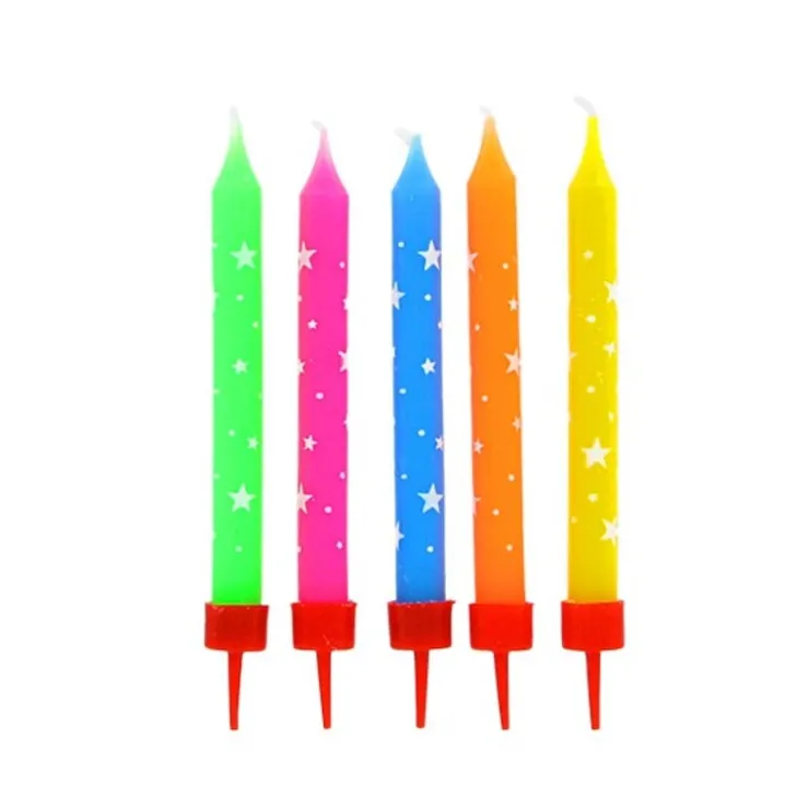 Bougies multicolores étoiles (x 10)-Cerf Dellier Online