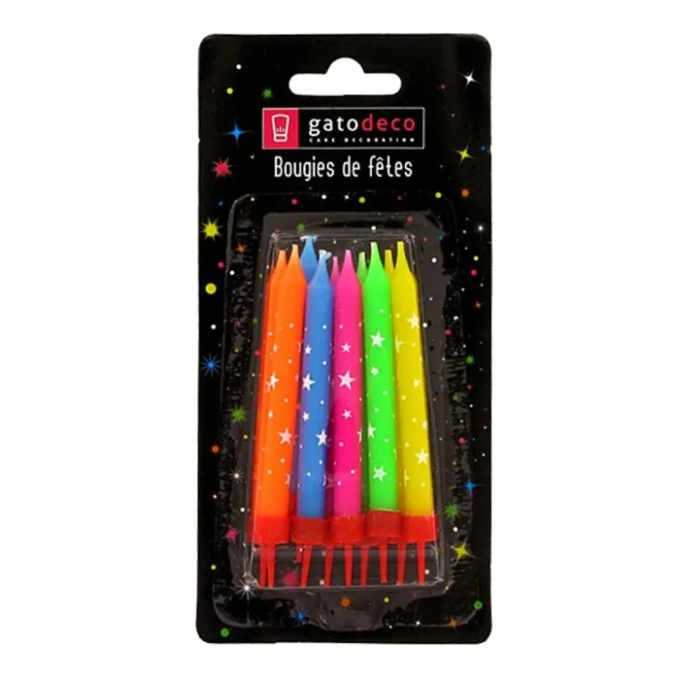 Bougies multicolores étoiles (x 10)-Cerf Dellier Online